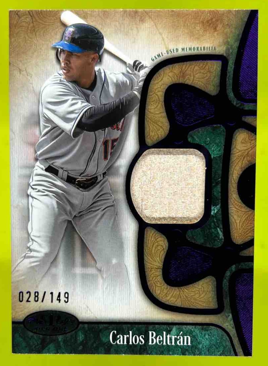 Card image for Carlos Beltran 2026 Topps Tier One Relic Purple Foil /149