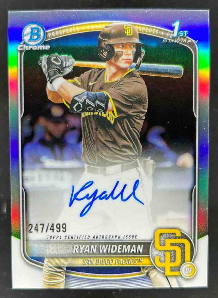 Card image for Ryan Wideman 2025 Bowman Draft Chrome Prospect Auto Refractor /499