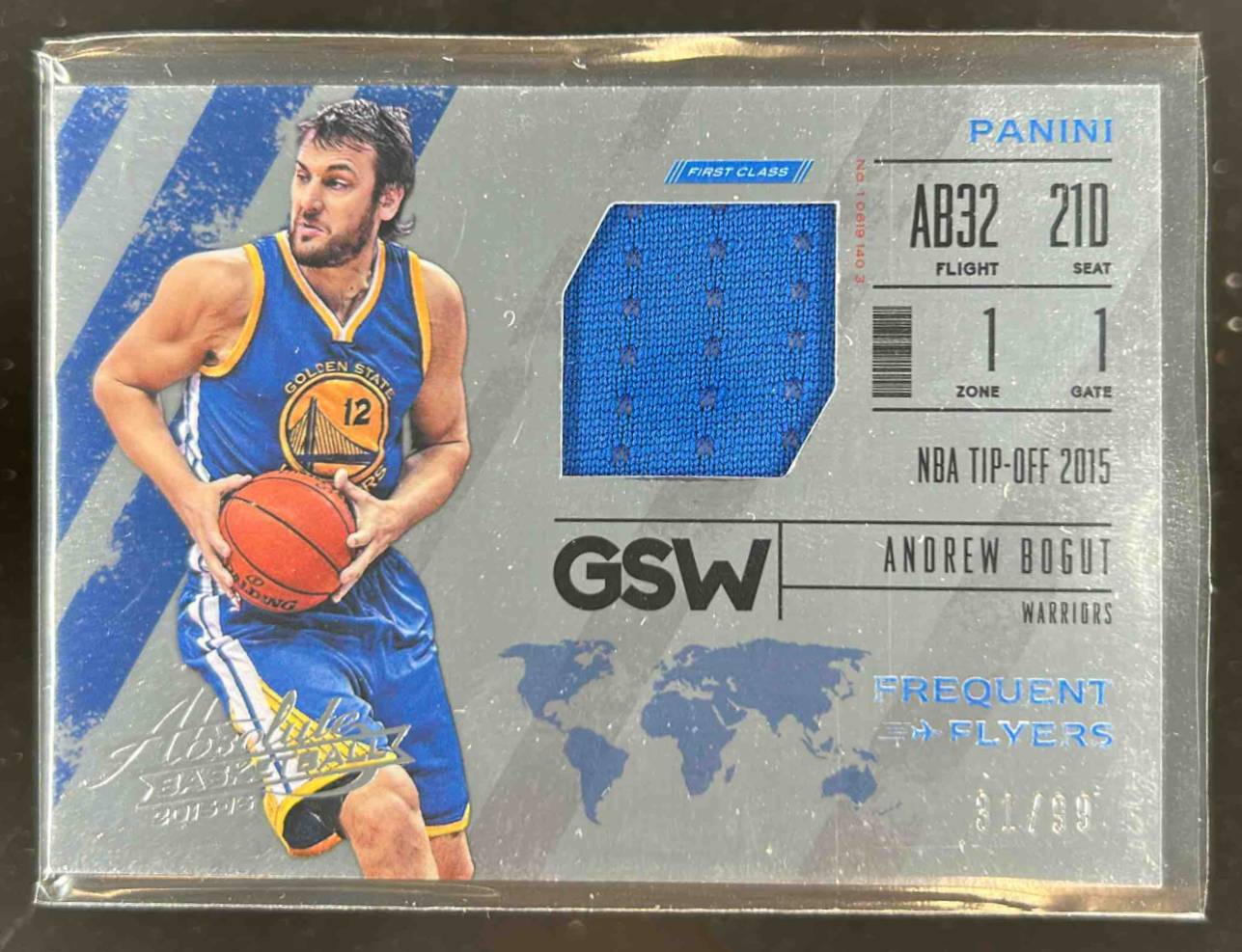 Card image for 2015-16 Panini Absolute Andrew Bogut Frequent Flyer Materials /99 #59