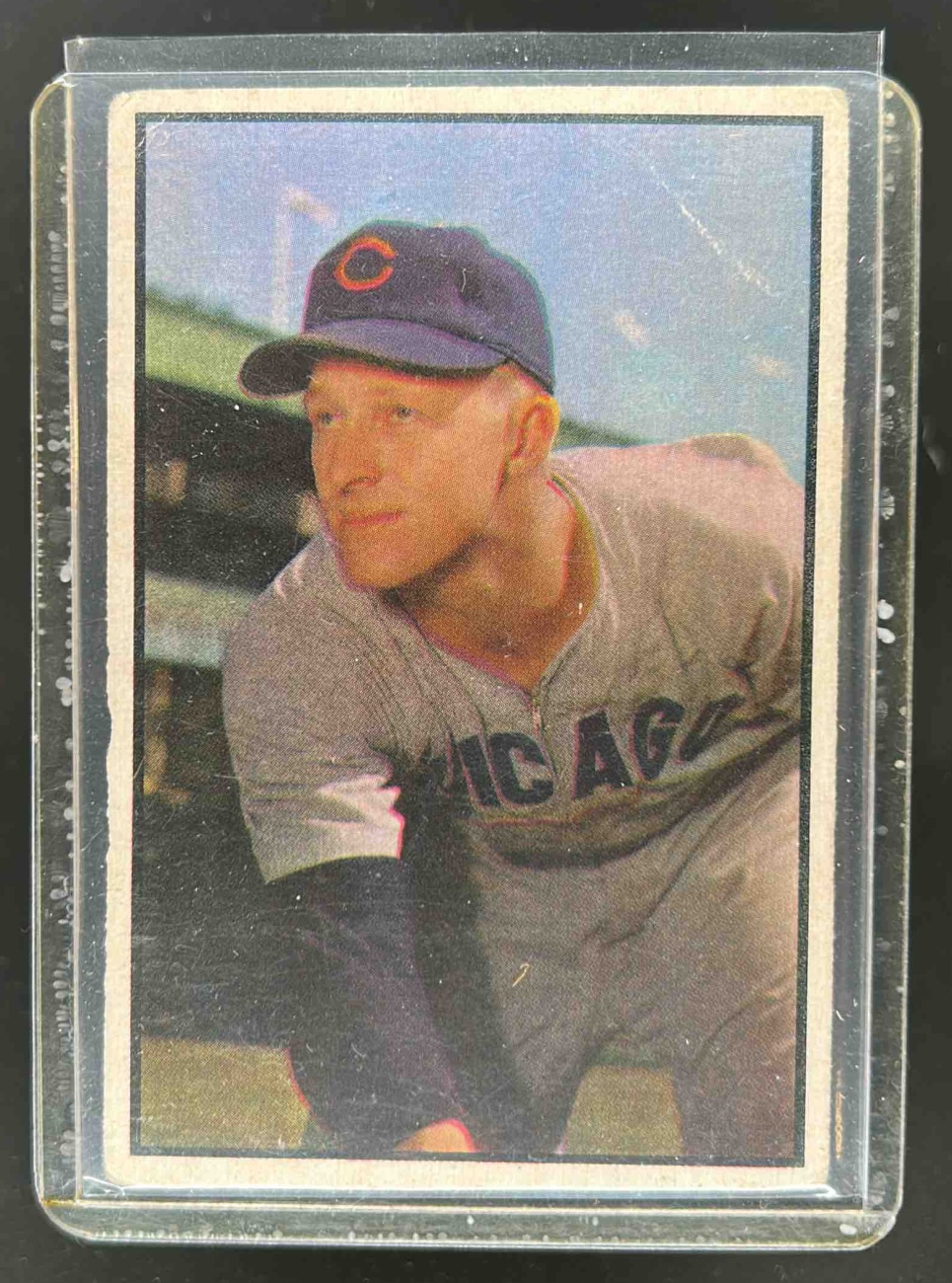 Card image for 1953 BOWMAN BASEBALL COLOR WARREN HACKER #144 CHICAGO CUBS