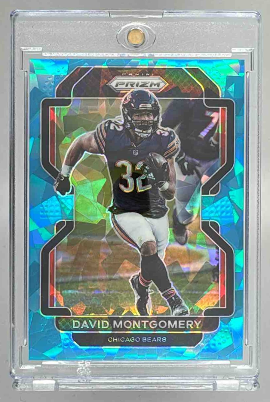Card image for 2021 Panini Football Prizm David Montgomery Blue Ice /99 #160 Chicago Bears