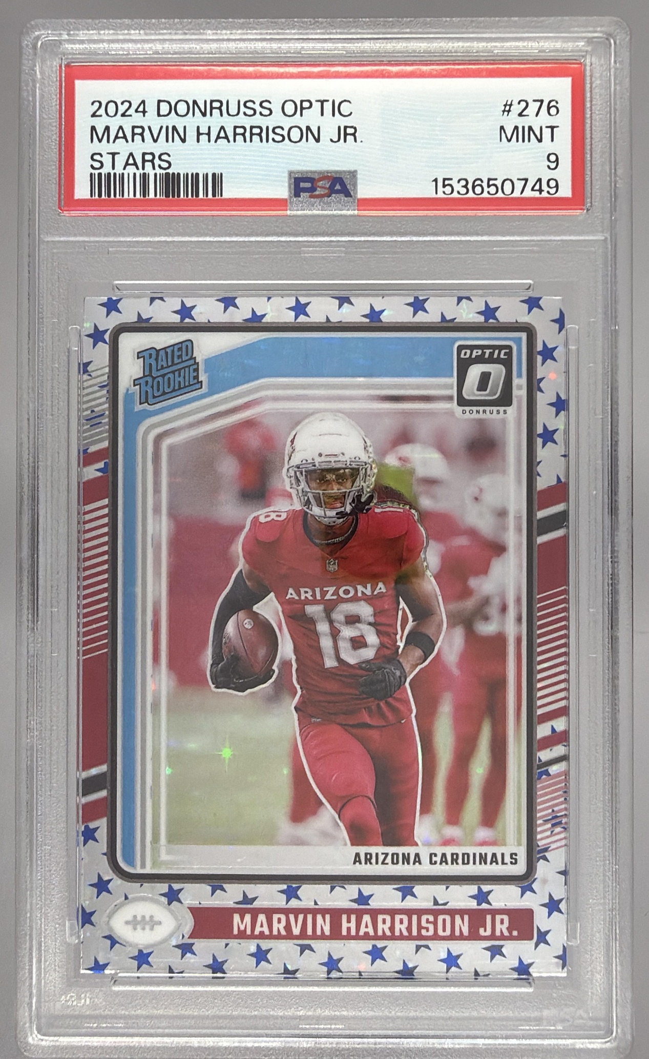 Card image for 2024 Panini Donruss Optic Marvin Harrison Jr. Stars #276 Rated Rookie Cardinals
