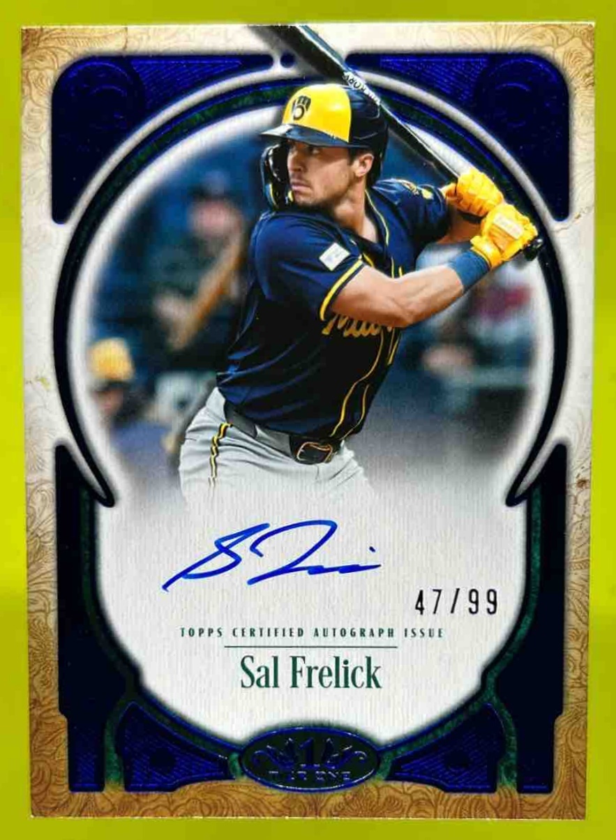 Card image for Sal Frelick 2026 Topps Tier One Prime Performers Auto Blue Foil /99