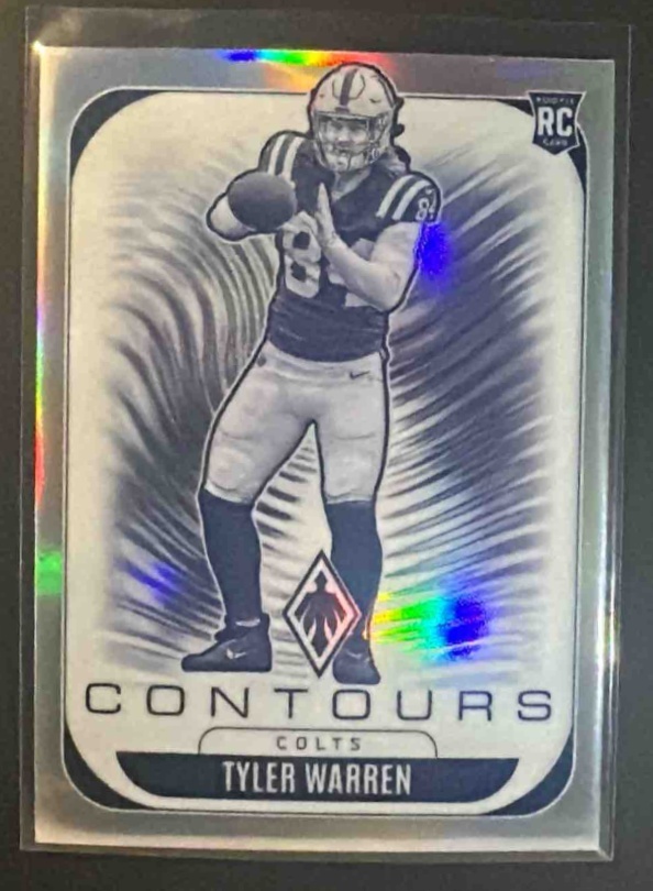 Card image for 2025 Panini Phoenix Tyler Warren #14 Contours RC Colts