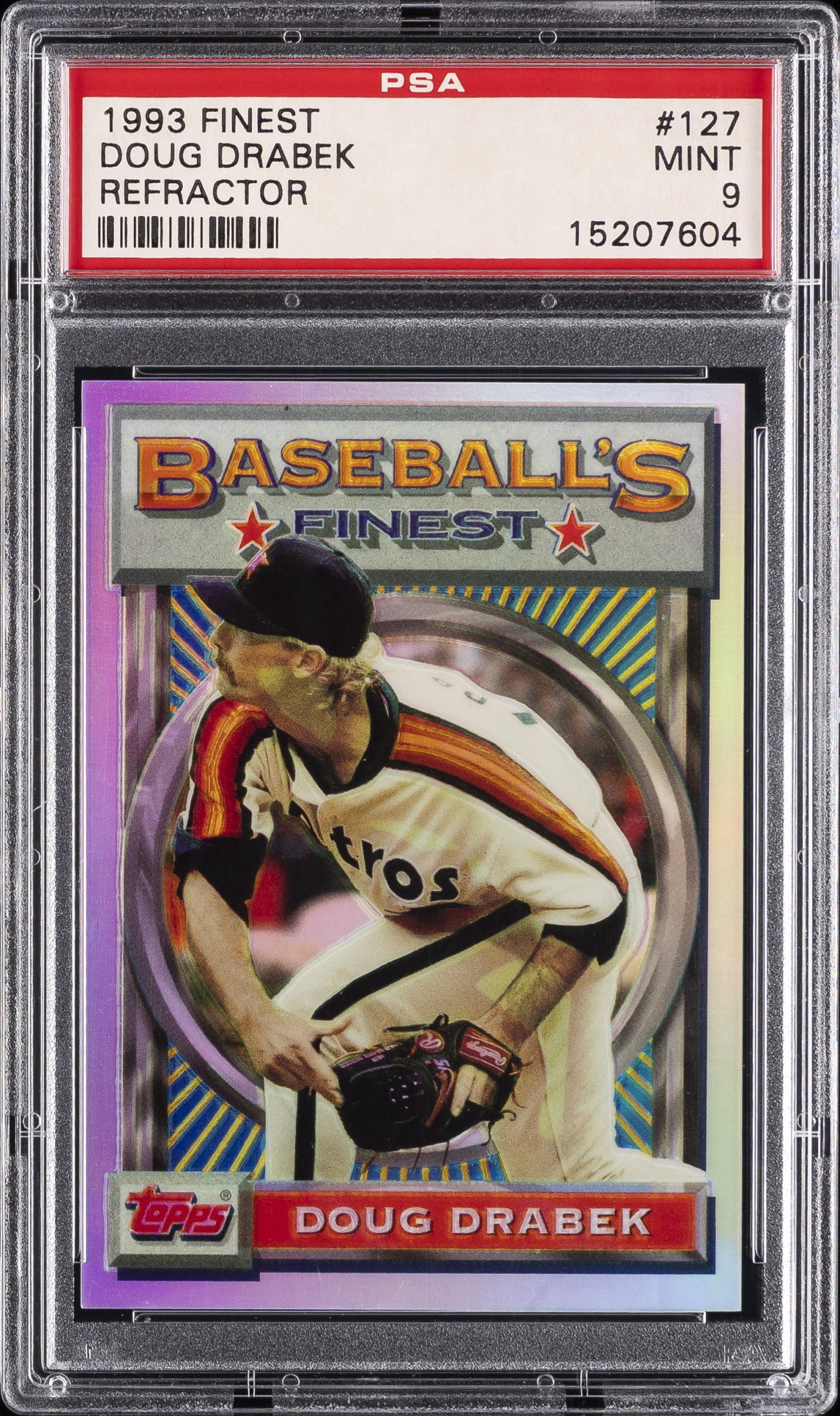1993 Topps Baseball Finest Doug Drabek Refractor #127 Houston Astros PSA 9