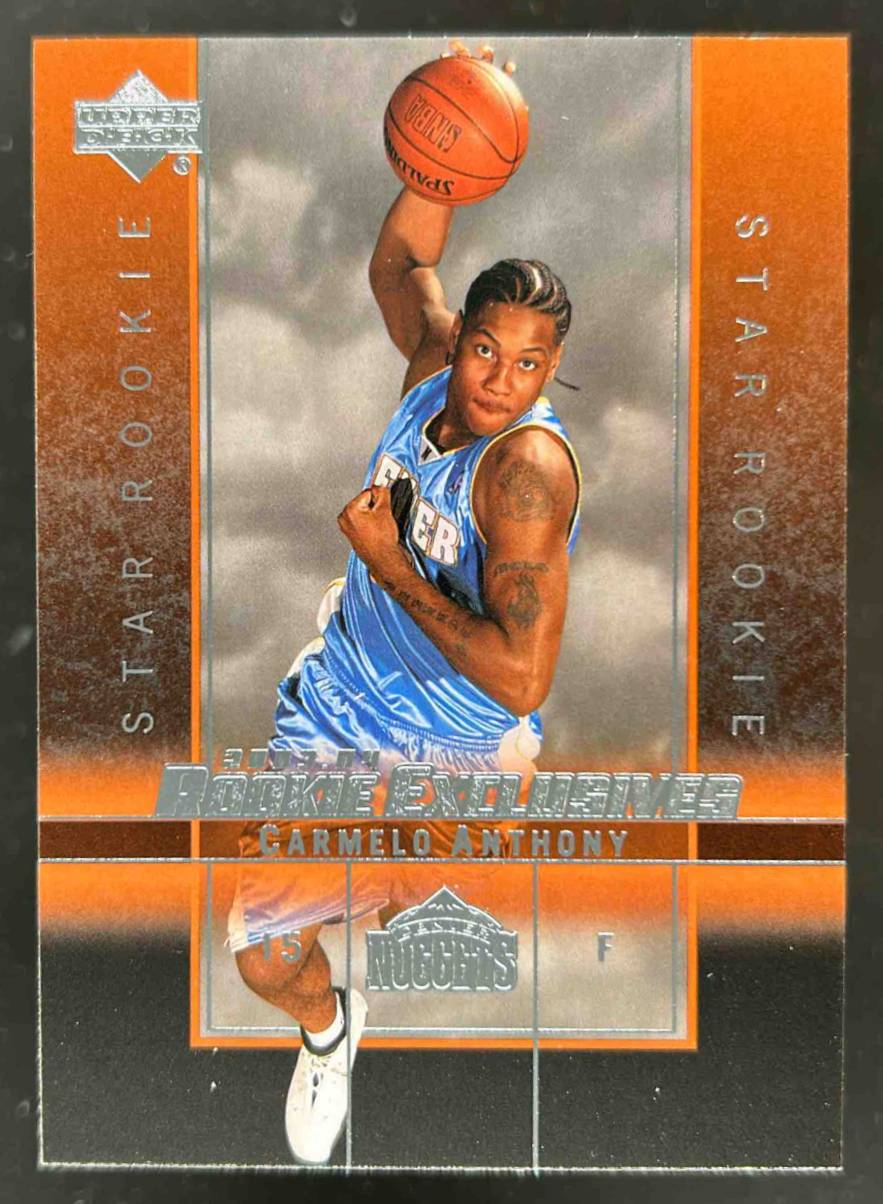 Card image for 2003-04 UPPER DECK ROOKIE EXCLUSIVES CARMELO ANTHONY #3 RC ROOKIE DENVER NUGGETS