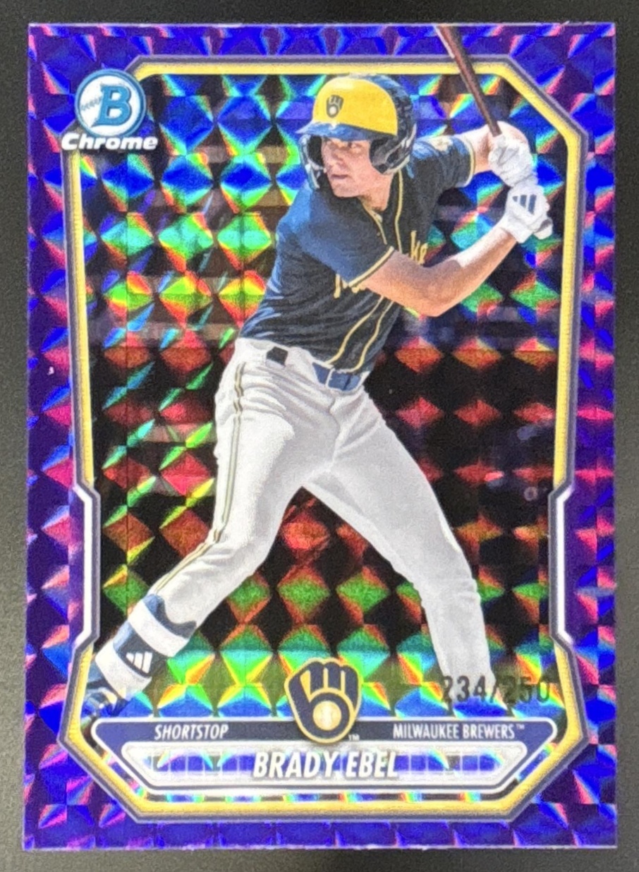 Card image for 2026 Bowman Brady Ebel Chrome Prospects Purple Geometric Refractor /250
