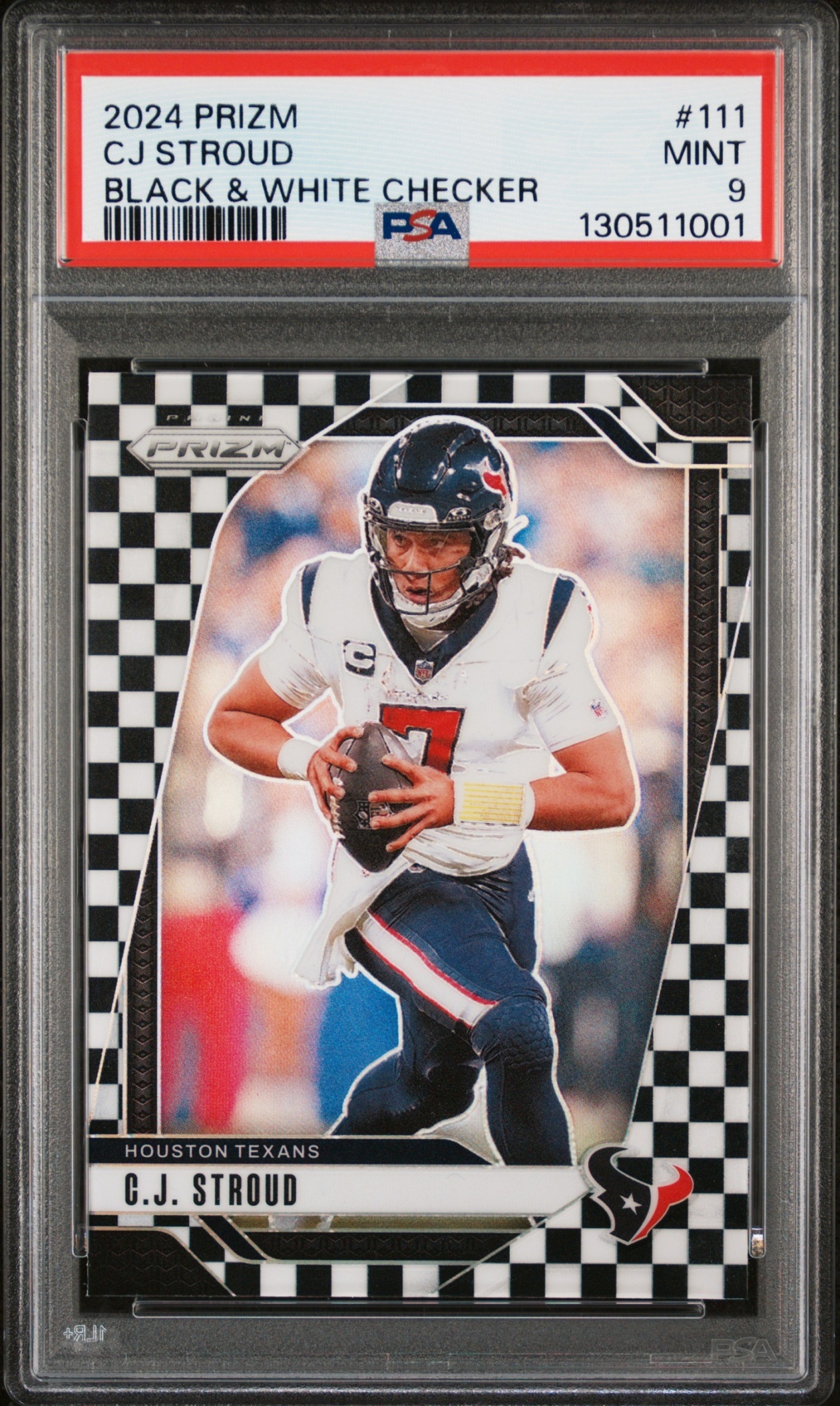 Card image for 2024 Panini Prizm C.J. Stroud Black and White Checker #111 Texans