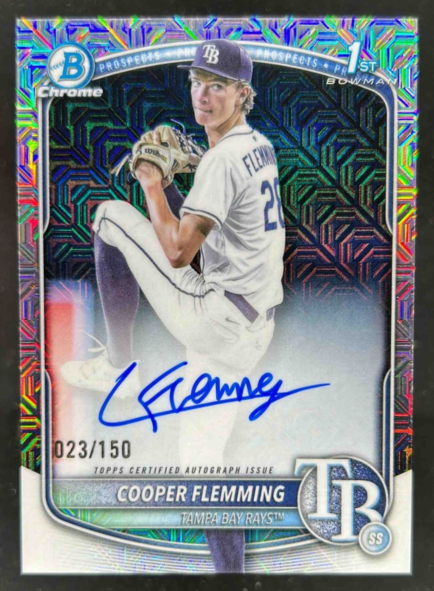 Card image for Cooper Flemming 2025 Bowman Draft Chrome Prospect Auto HTA Choice Refractor /150