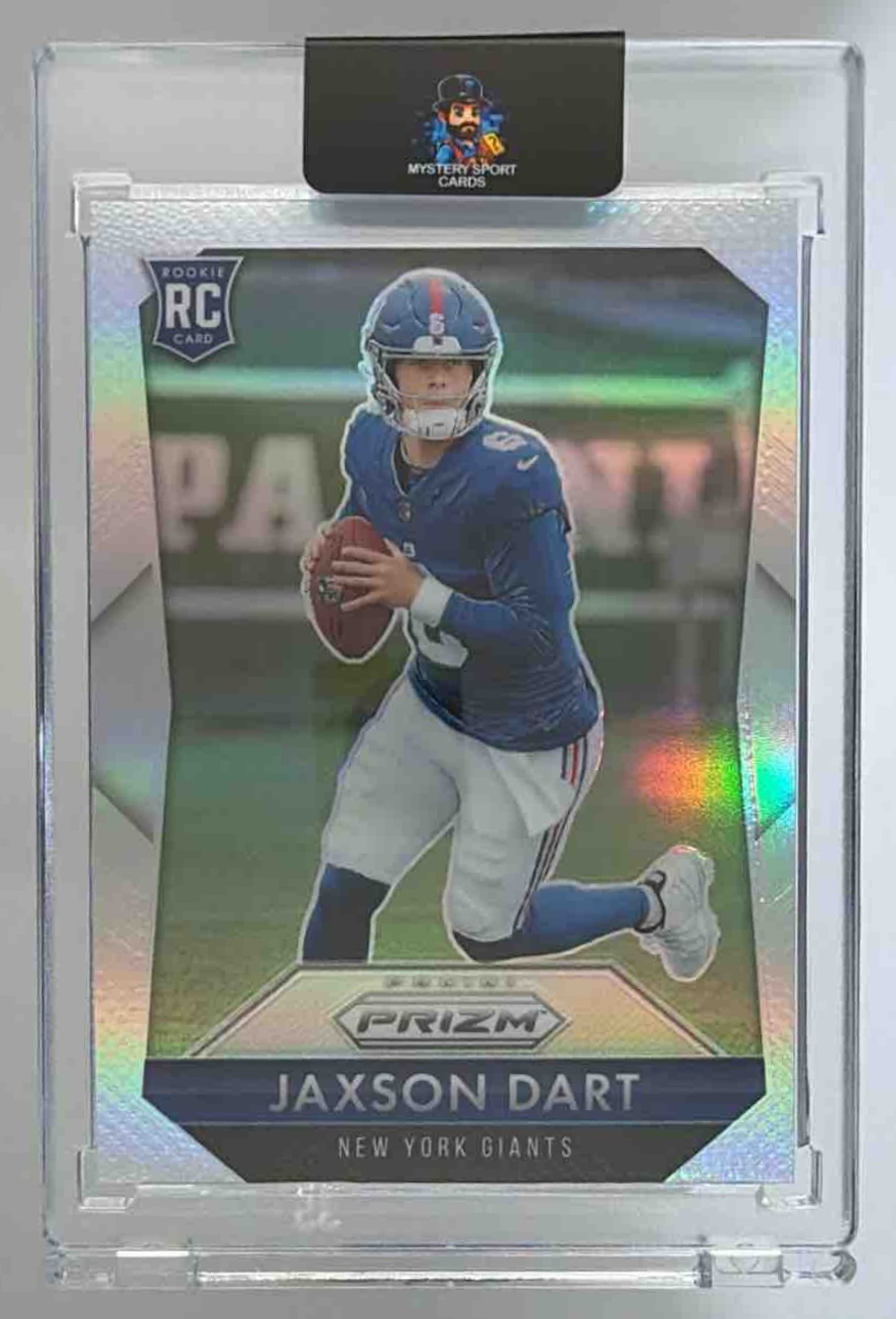Card image for 2025 Panini Prizm Jaxson Dart Rookie Flashback Silver #10 RC Giants