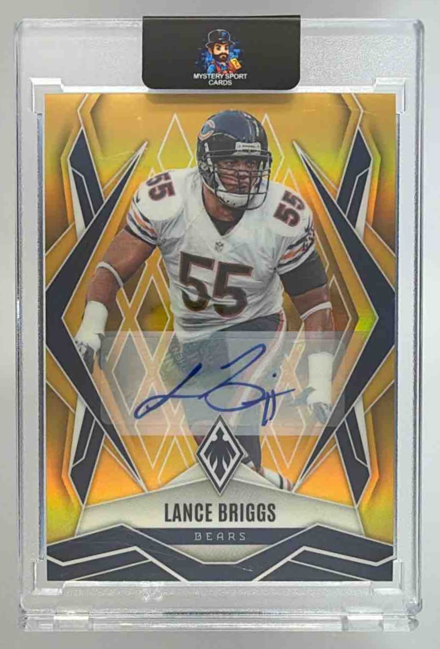 Card image for 2025 Panini Football Phoenix Lance Briggs Auto Green /25 #90 Chicago Bears