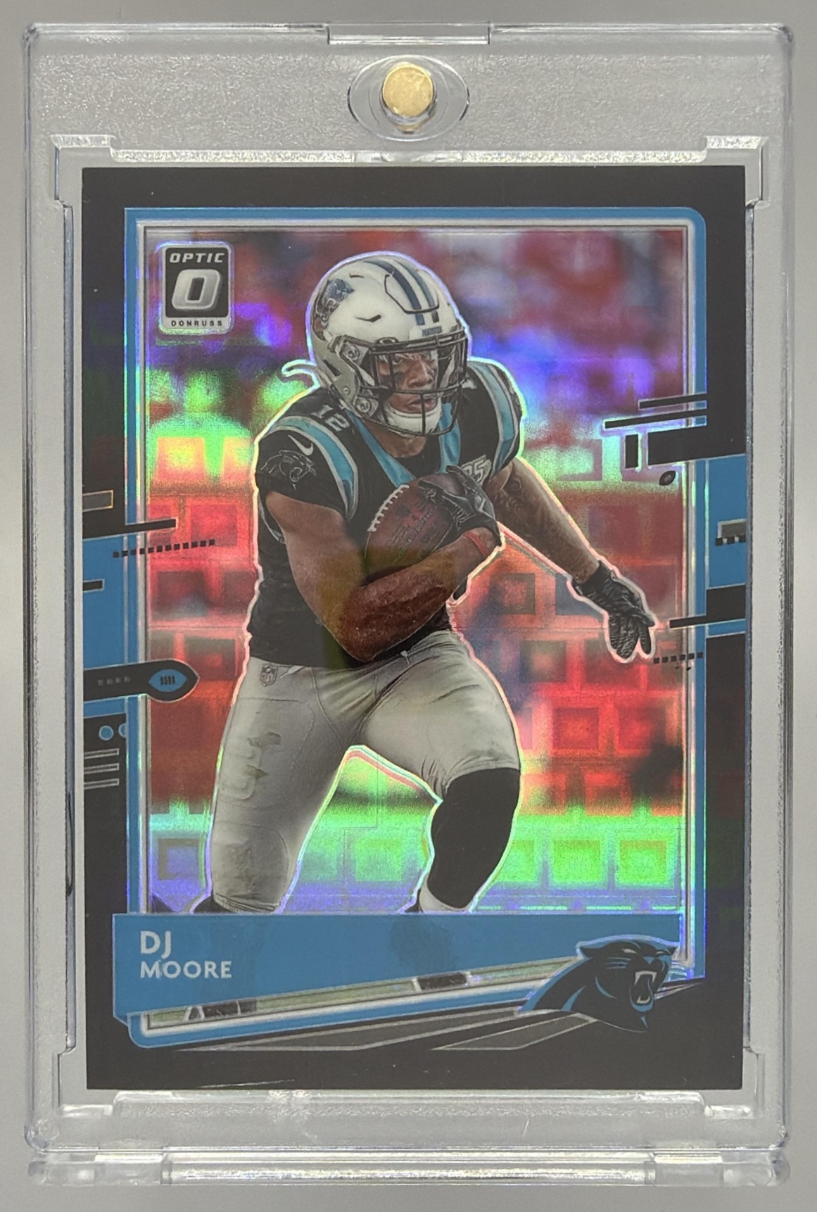Card image for 2020 Panini Donruss Optic DJ Moore Black Pandora Prizm /25 #19 Panthers