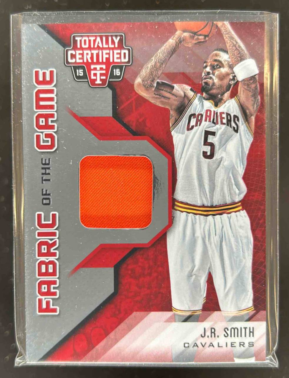 Card image for 2015-16 Panini Totally Certified J.R. Smith Fabric of the Game Materials Red 37 /199 #FG-JR
