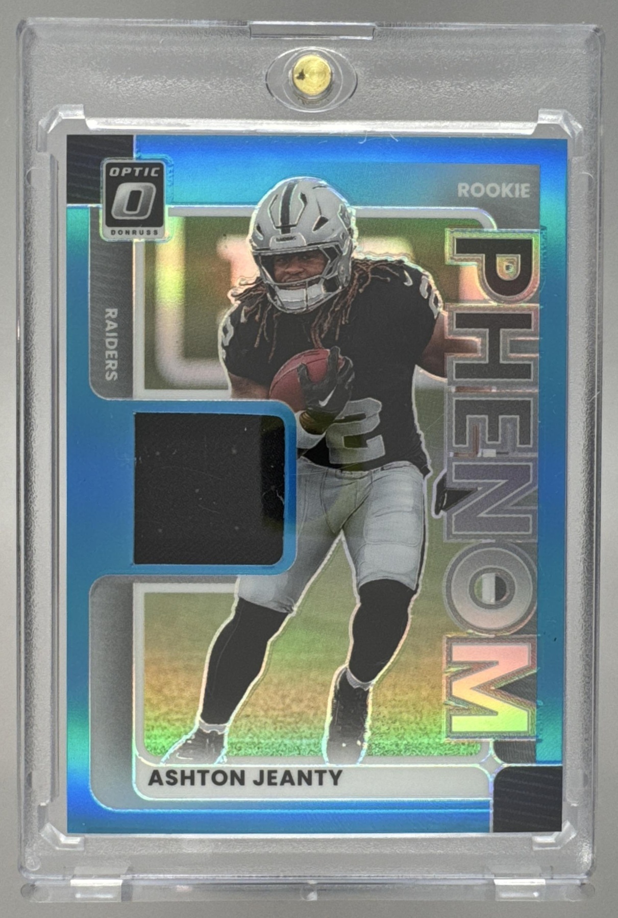 Card image for 2025 Panini Donruss Optic Ashton Jeanty Rookie Phenoms #RPBH-AJY MEM RC Raiders
