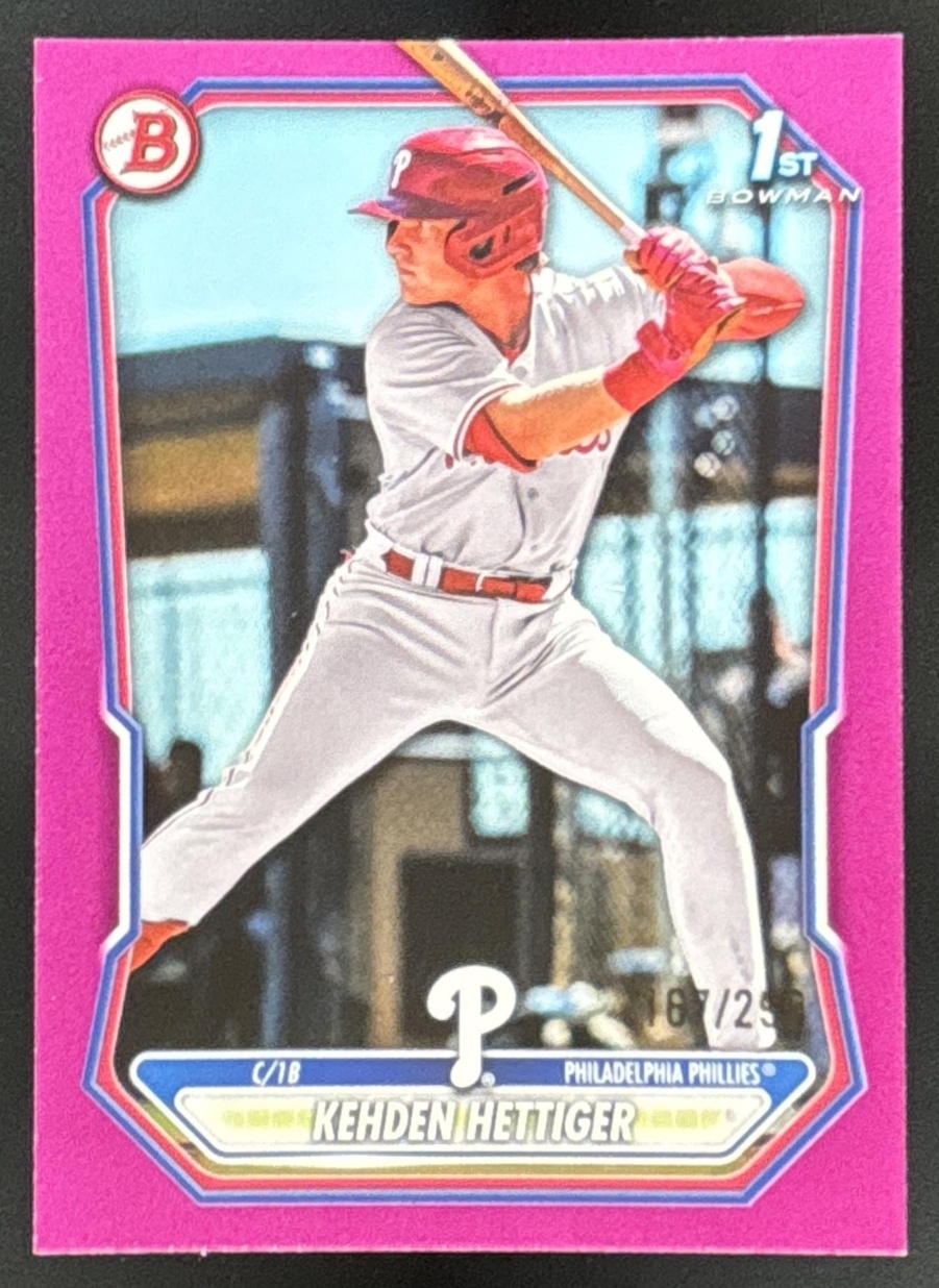 Card image for Kehden Hettiger 2026 Bowman Fuchsia Border /299 Prospects Philadelphia Phillies