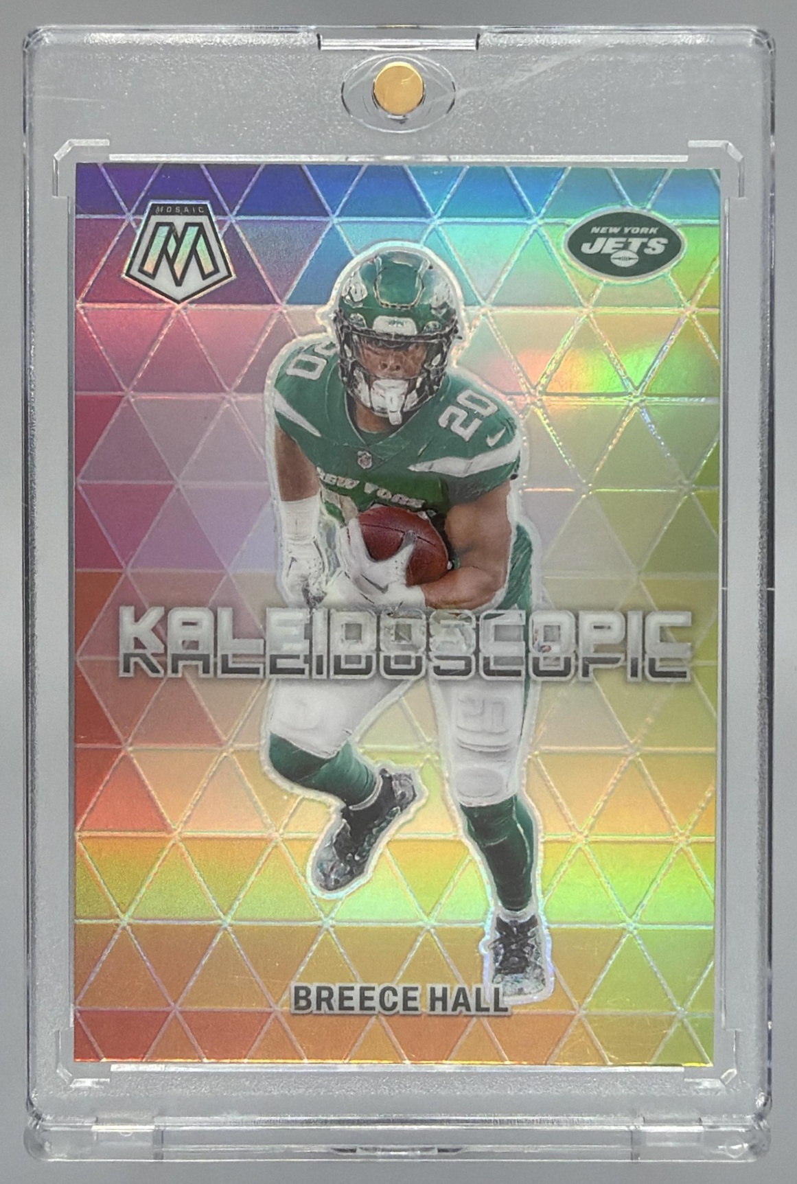 Card image for 2024 Panini Football Mosaic Breece Hall Kaleidoscopic #12 New York Jets