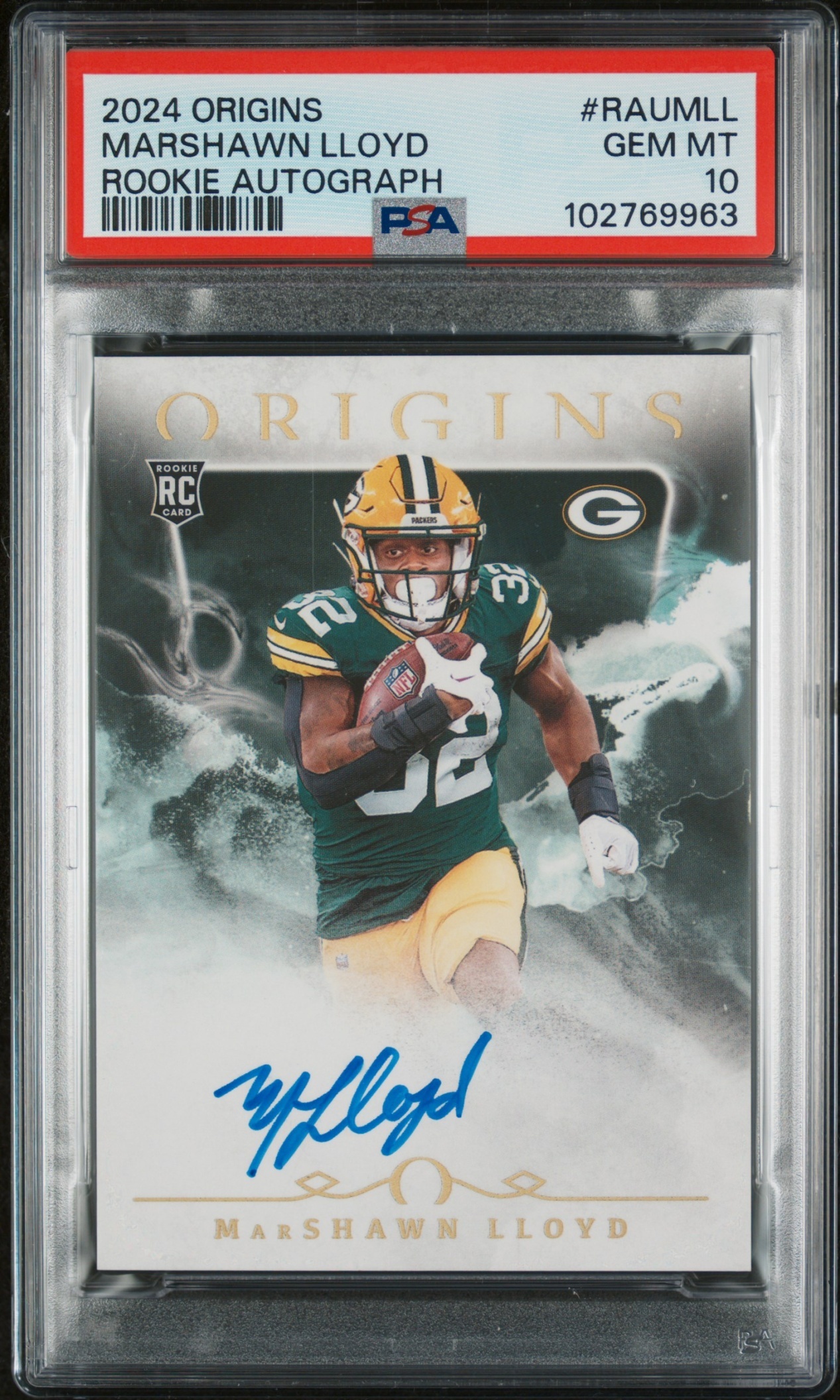 Card image for 2024 Panini Origins MarShawn Lloyd Rookie Auto #RAU-MLL RC Packers