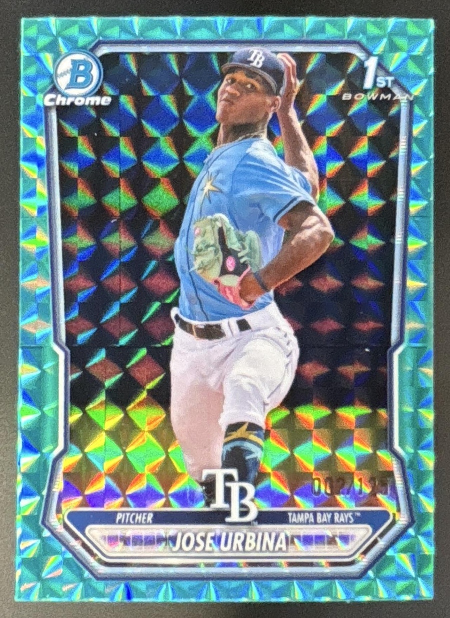 Card image for 2026 Bowman Jose Urbina Chrome Aqua Geometric Refractor /125 1st Prospect