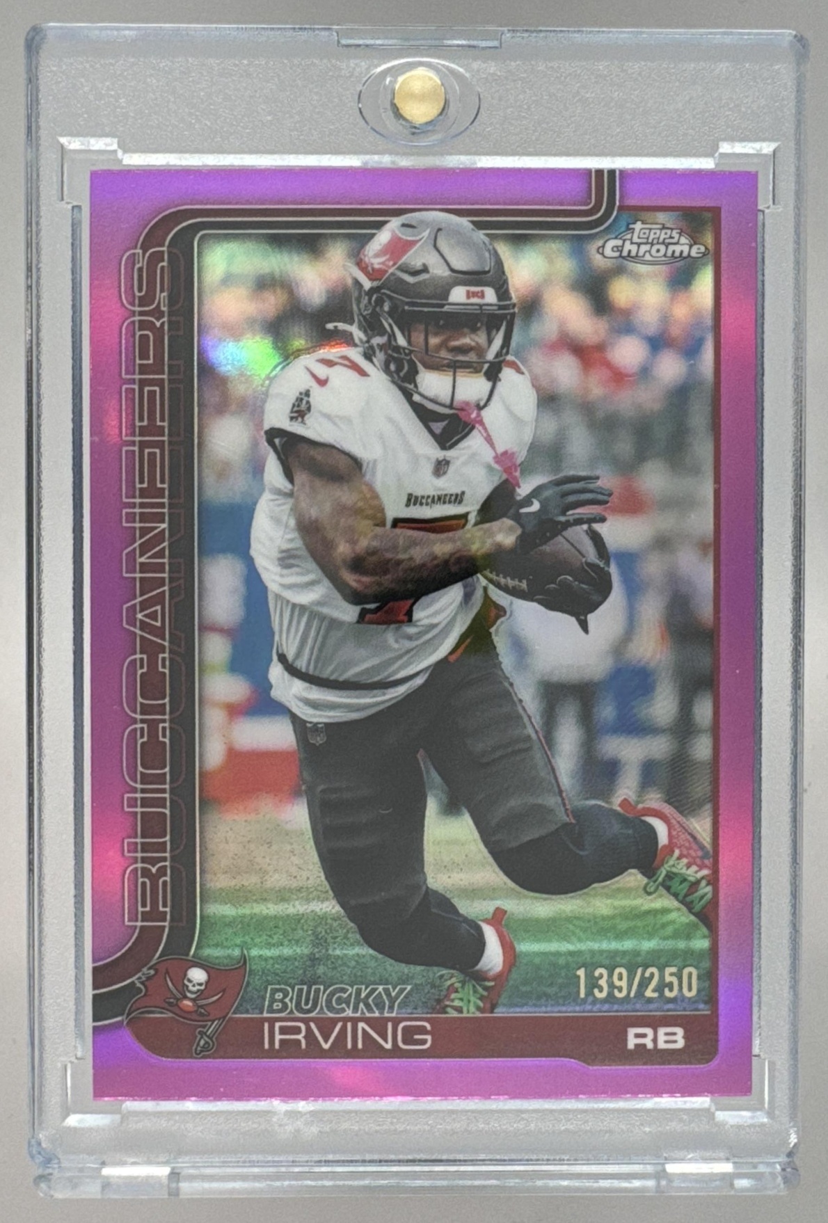 Card image for 2025 Topps Chrome Bucky Irving Pink Wave Refractor /250 #285 Buccaneers
