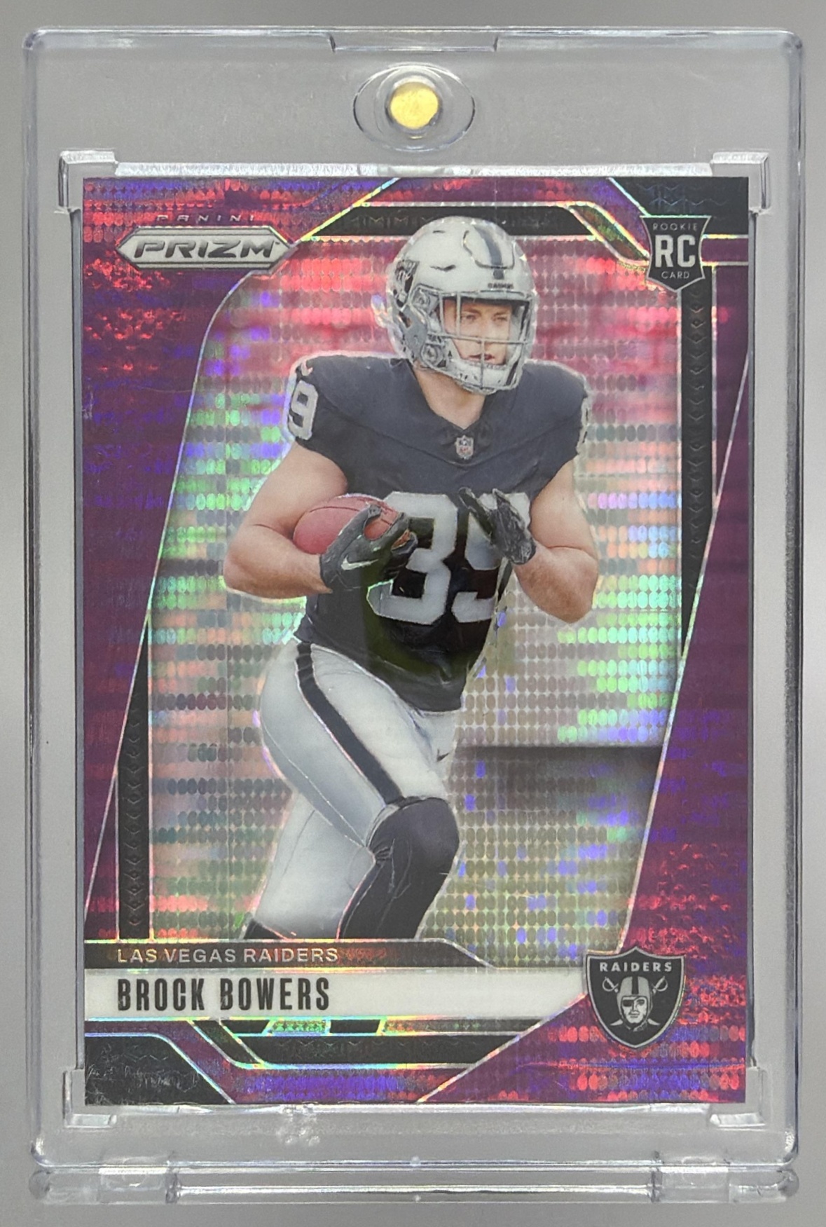 Card image for 2024 Panini Football Prizm Brock Bowers Pink Wave #315 RC Las Vegas Raiders