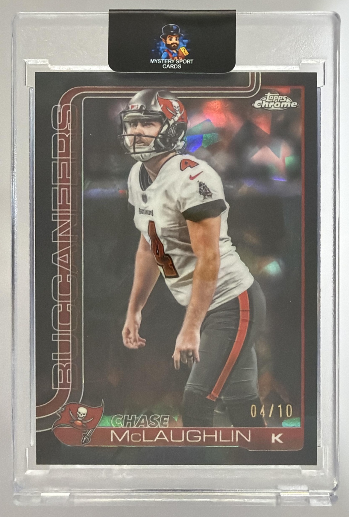 Card image for 2025 Topps Chrome Sapphire Chase McLaughlin Black Refractor /10 #288 Buccaneers