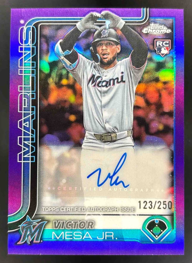 Card image for 2025 Topps Chrome Update Victor Mesa Jr. Auto Purple Refractor /250 RC