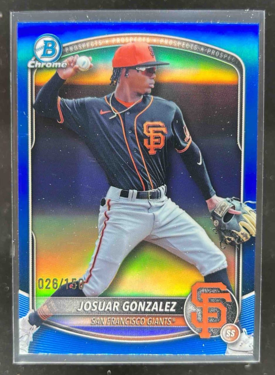 Card image for Josuar Gonzalez 2025 Bowman Draft Chrome Blue Refractor /150