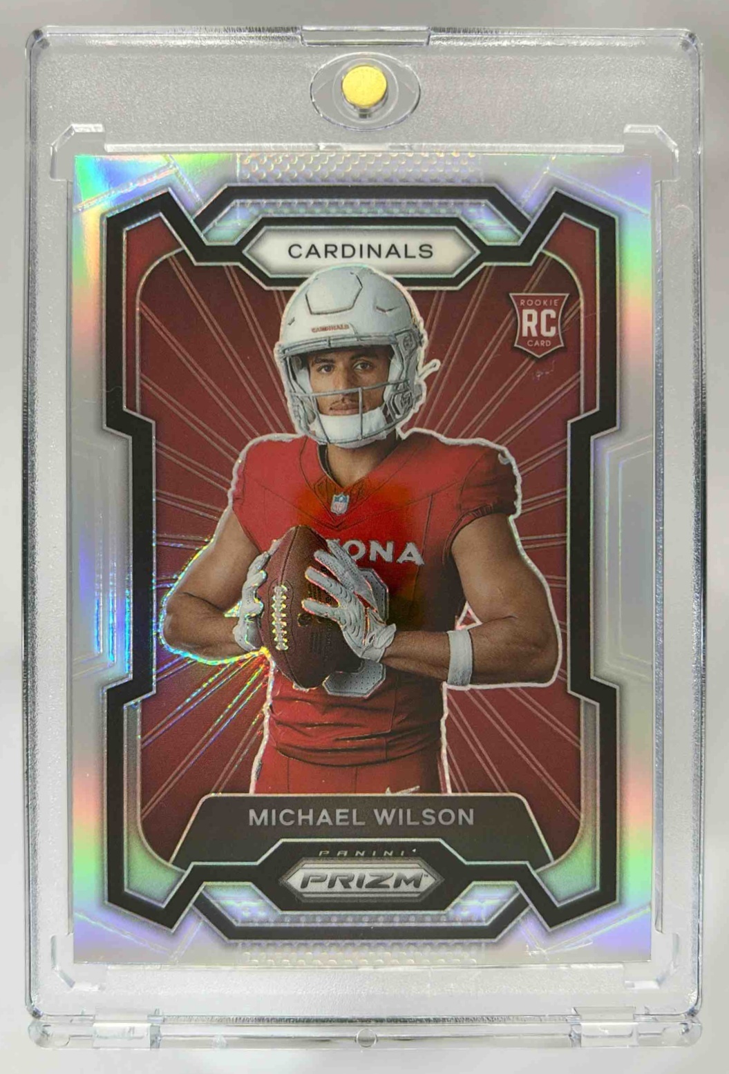 Card image for 2023 Panini Prizm Michael Wilson Rookie Variations Prizms Silver #336 RC Cardinals