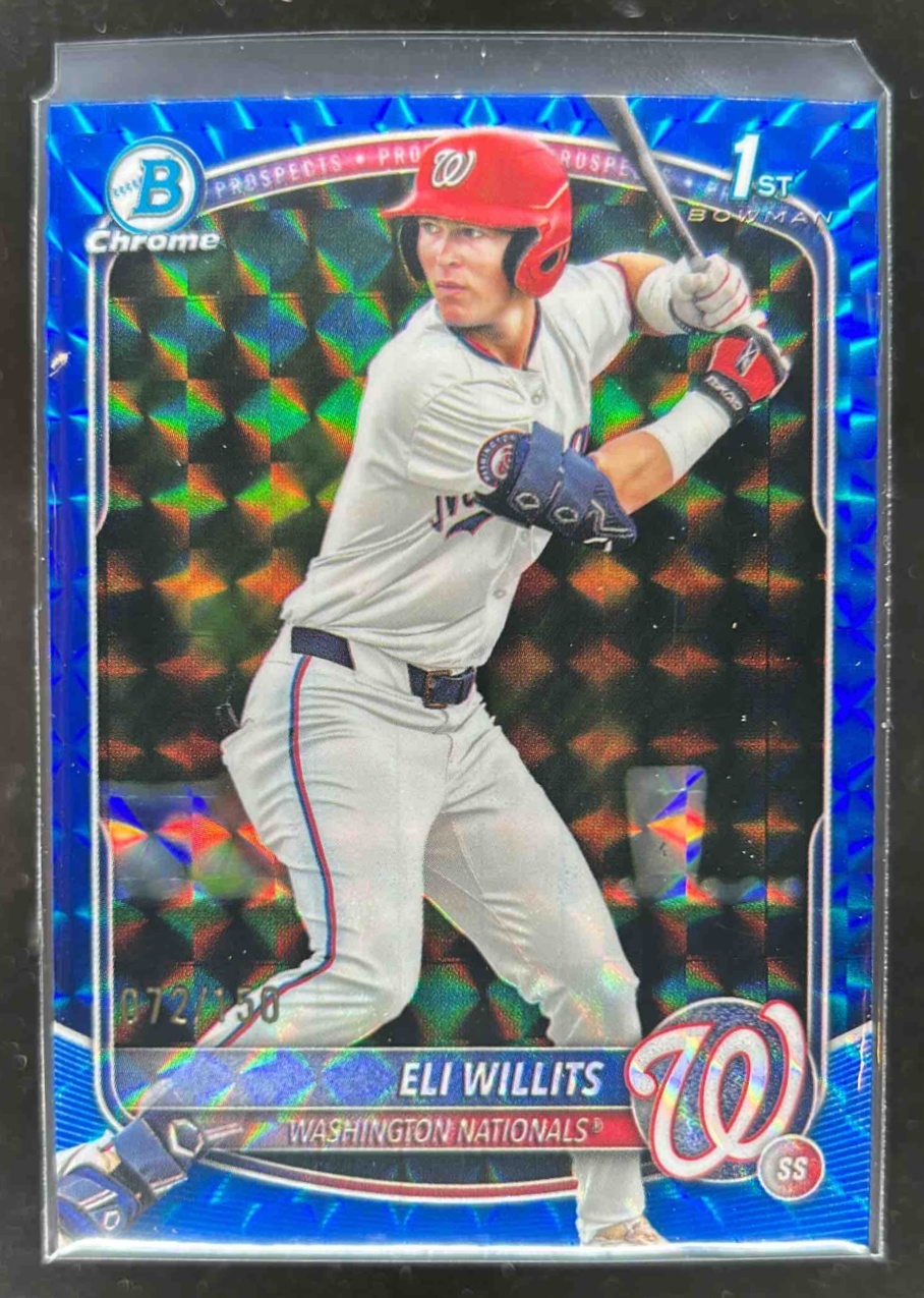Card image for Eli Willits 2025 Bowman Draft Chrome Blue Geometric Refractor /150