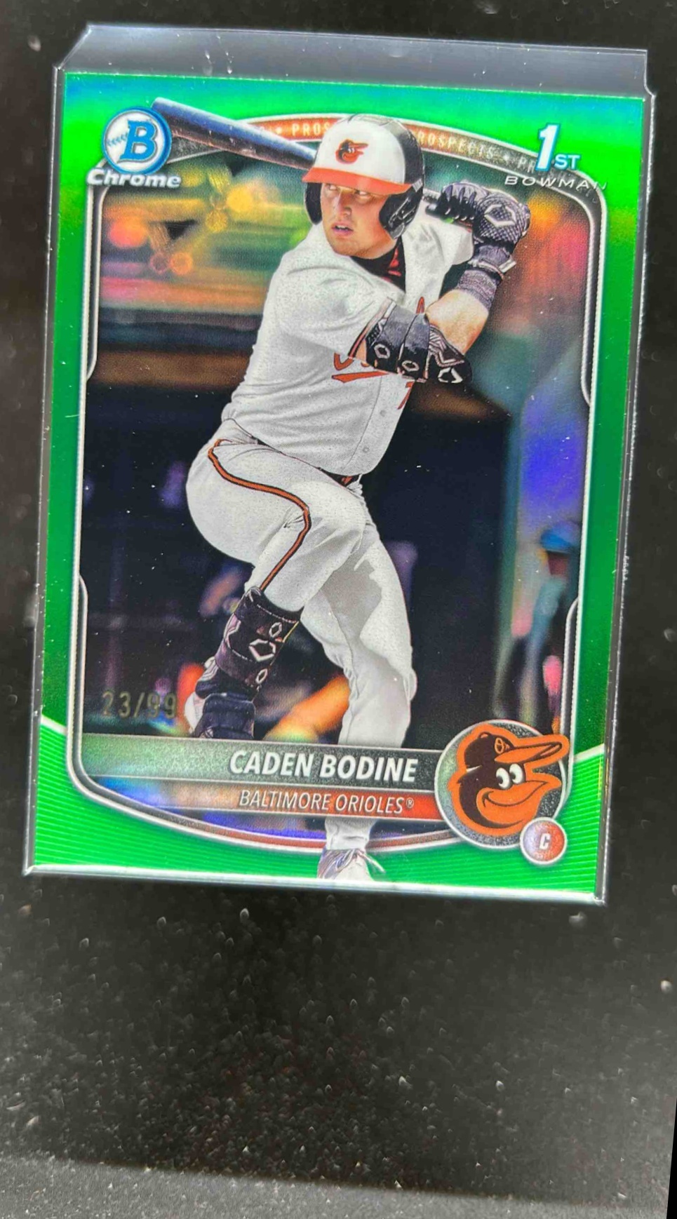 Card image for Caden Bodine 2025 Bowman Draft Chrome Green Refractor /99