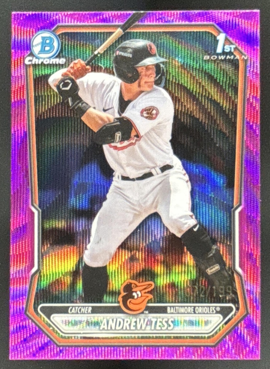 Card image for 2026 Bowman Andrew Tess Chrome Fuchsia Wave Refractor /199 1st Prospect