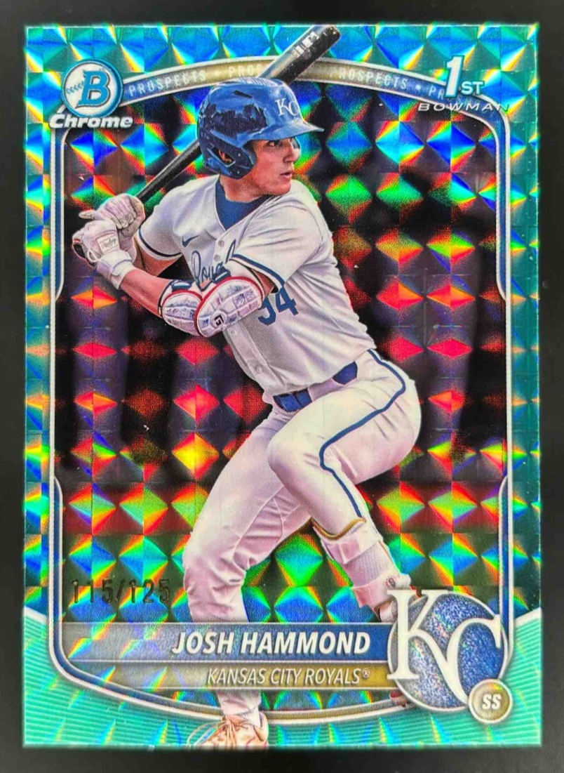 Card image for 2025 Bowman Draft Josh Hammond Chrome Aqua Geometric Refractor /125 1st