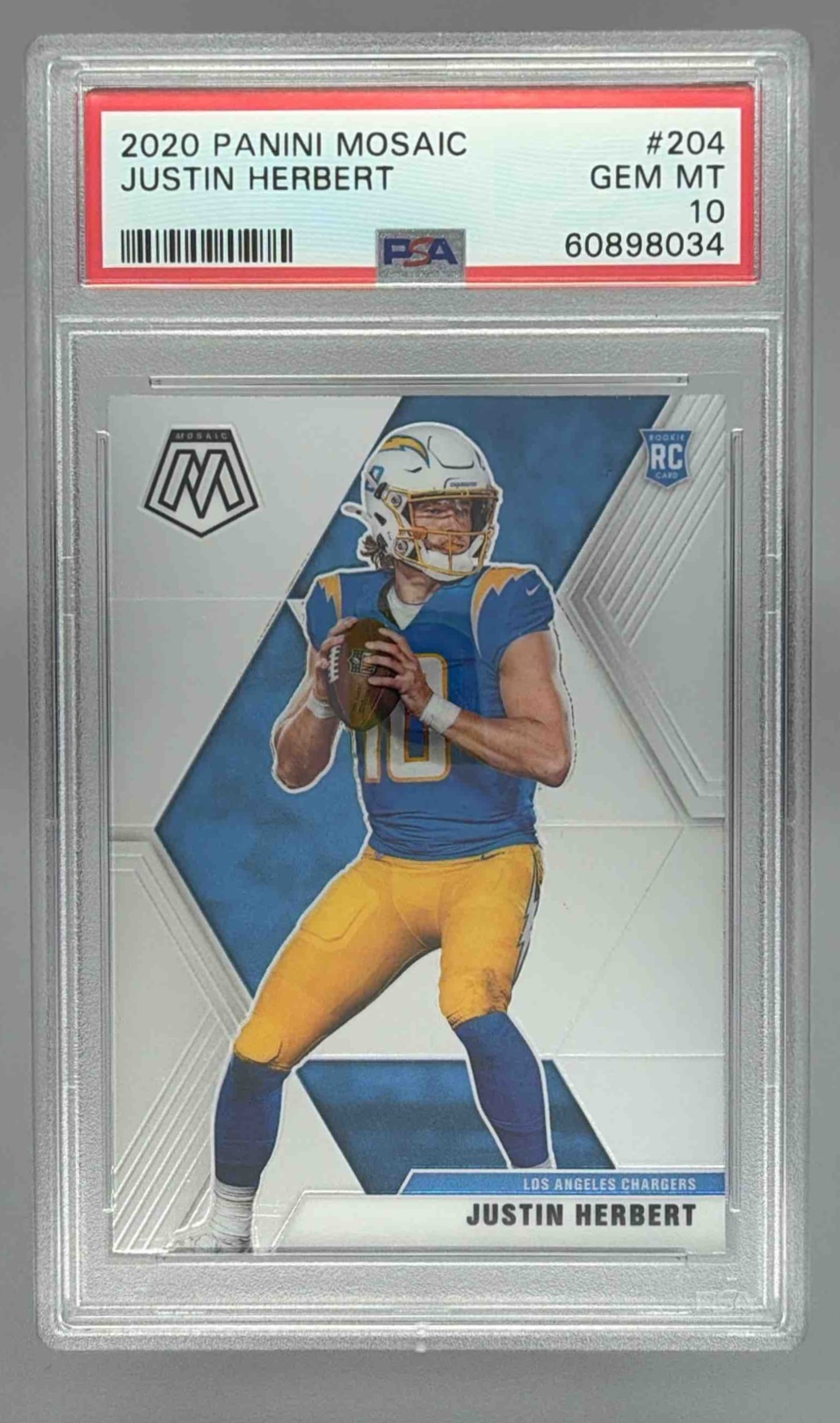 Card image for 2020 Panini Football Mosaic Justin Herbert #204 RC Los Angeles Chargers
