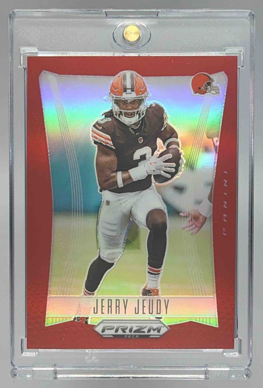 Card image for 2024 Panini Football Prizm Deca Jerry Jeudy Red /199 #69 Cleveland Browns