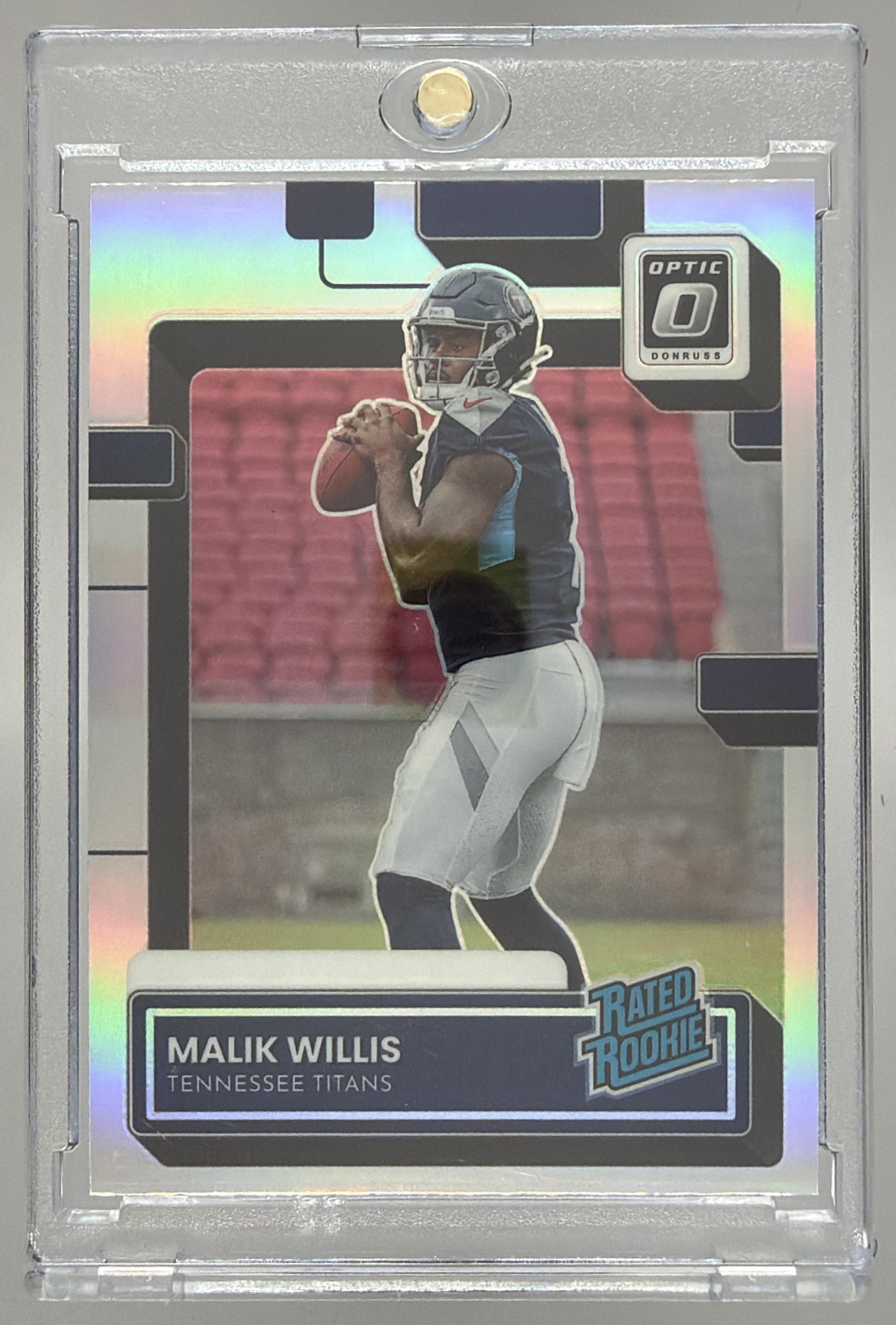 Card image for 2022 Panini Donruss Malik Willis Optic Rated Rookie Preview Holo #P-303 RC Titans