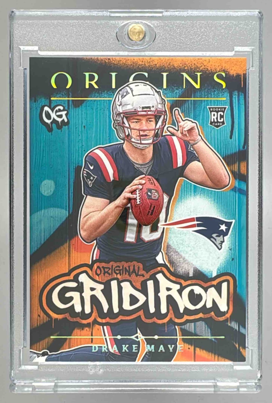 Card image for 2024 Panini Origins Drake Maye Original Gridiron #12 RC Patriots