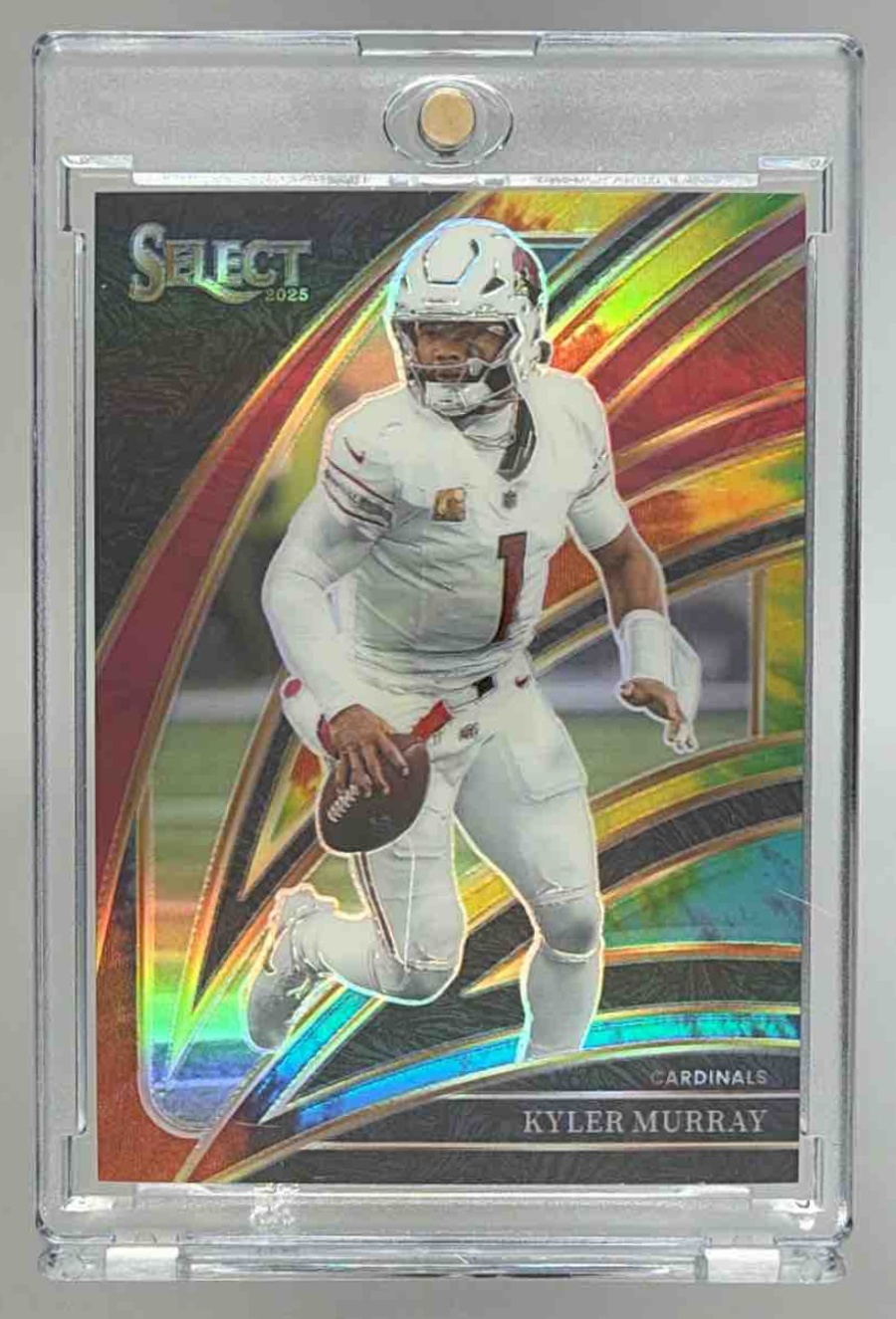 Card image for 2025 Panini Select Kyler Murray Club Level Tie-Dye Prizm /25 #222 Cardinals