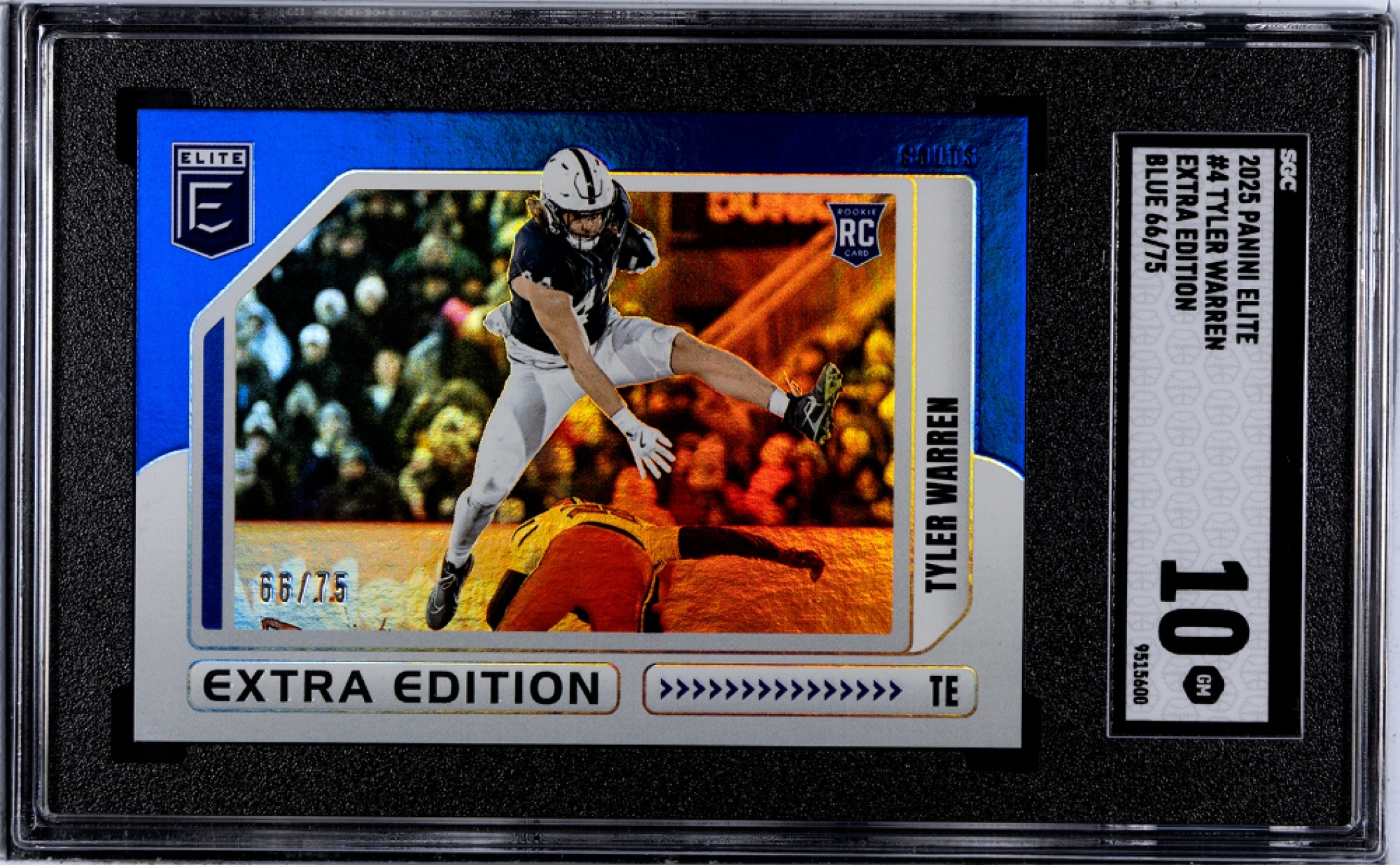 Card image for 2025 Panini Donruss Elite Tyler Warren Extra Edition Blue /75 #4 Colts