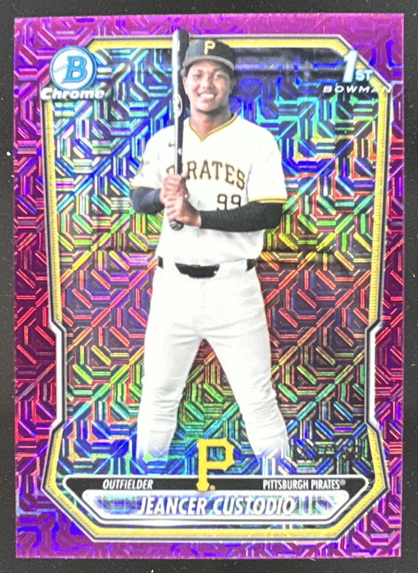 Card image for Jeancer Custodio 2026 Bowman Chrome Mega Box Prospects Fuchsia Mojo Refractor /299