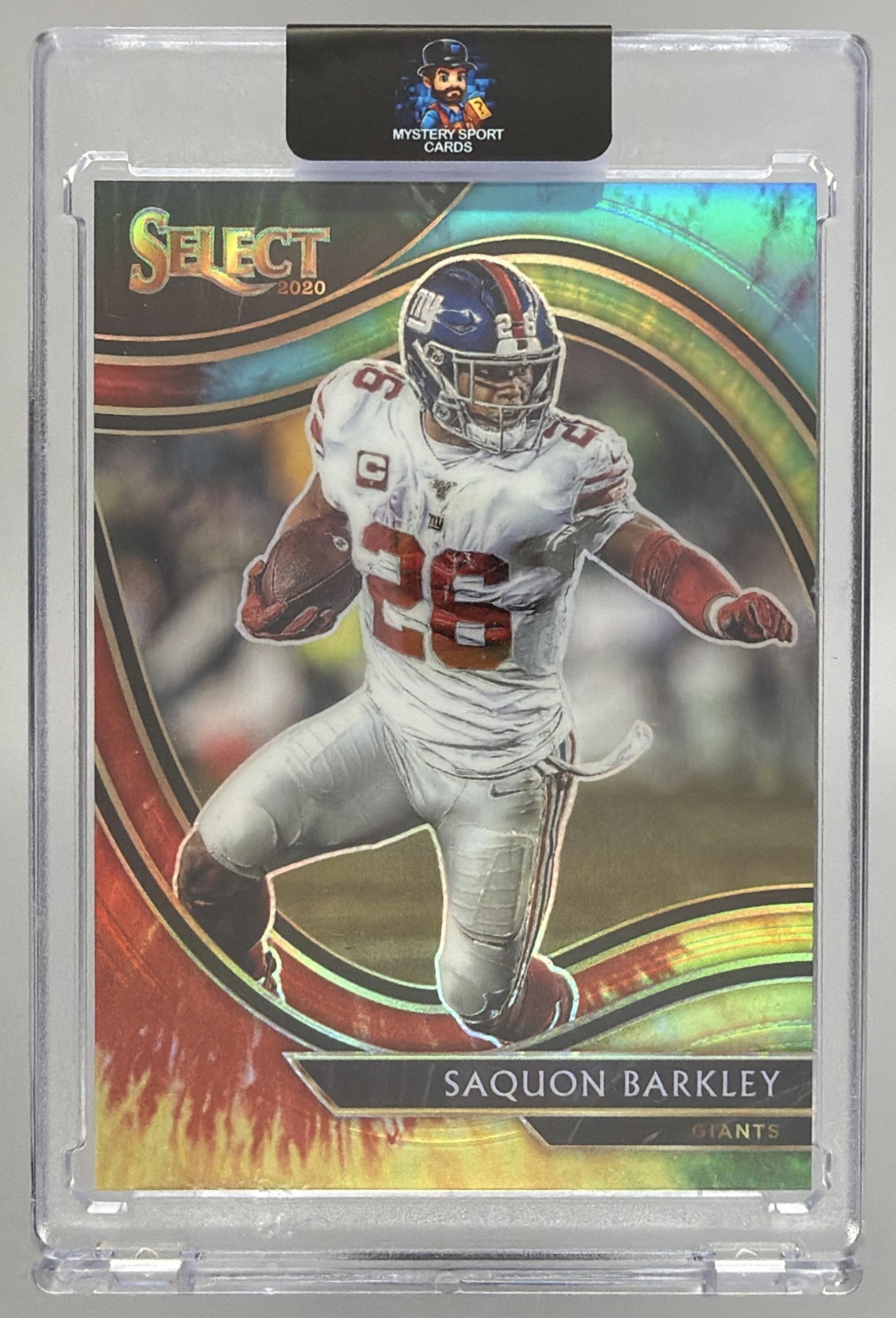 Card image for 2020 Panini Select Saquon Barkley Tie Dye Prizm /25 #316 Field Level Giants