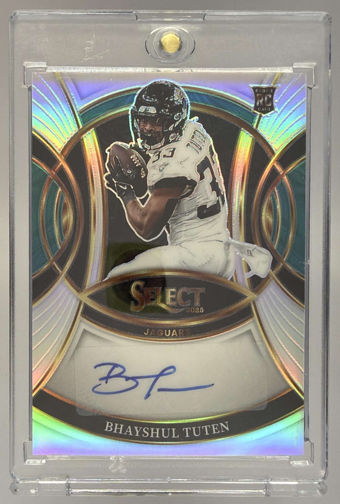Card image for 2025 Panini Select Bhayshul Tuten Rookie Signatures #RSI-BTN RC Auto Jaguars