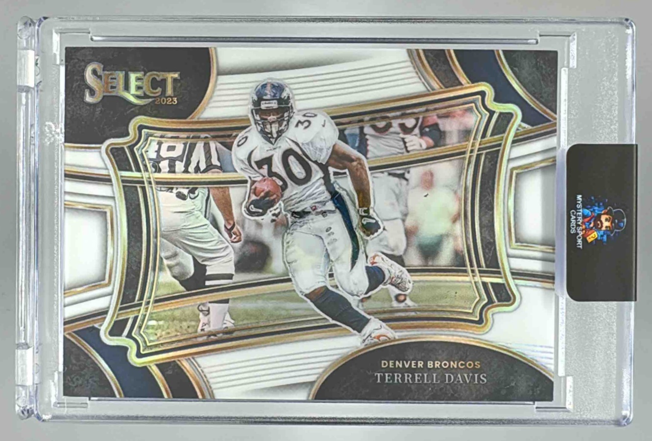 Card image for 2023 Panini Select Terrell Davis White Prizms /35 #329 Field Level Broncos