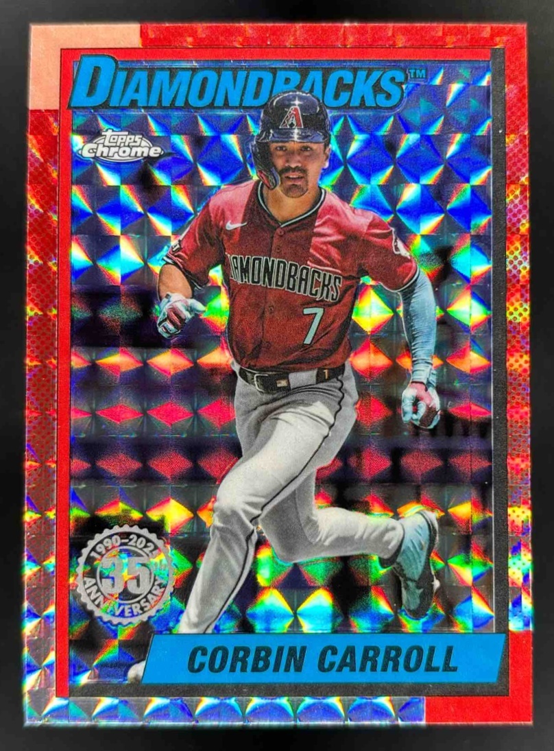 Card image for 2025 Topps Chrome Update Corbin Carroll 1990 Geometric Refractor