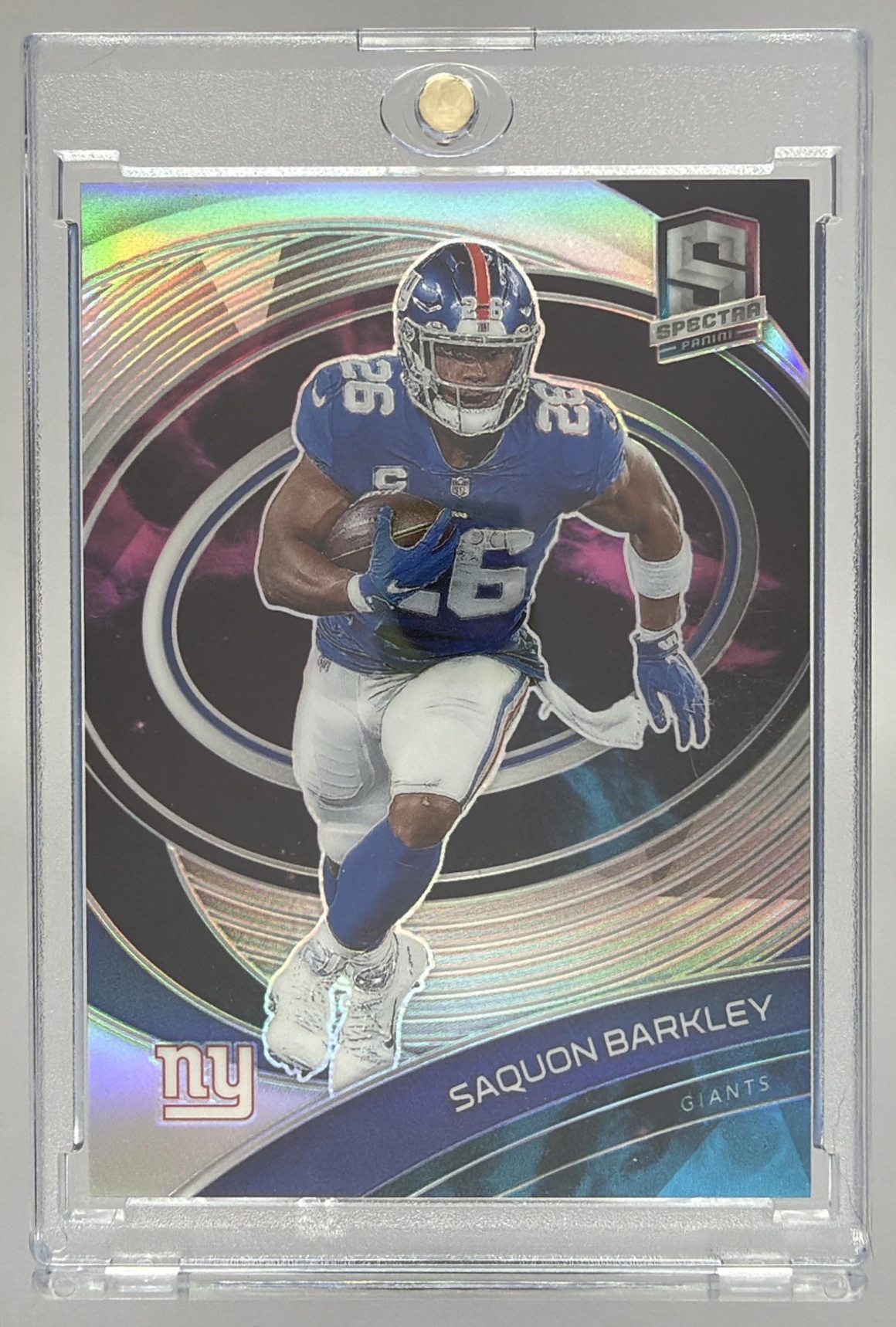 Card image for 2021 Panini Football Spectra Saquon Barkley Nebula /2 #75 New York Giants