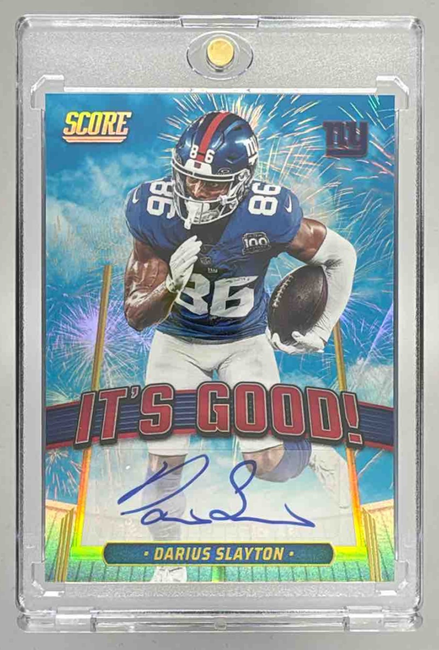 Card image for 2025 Panini Score Darius Slayton It's Good! Graphs #IGG-DSN Auto Giants