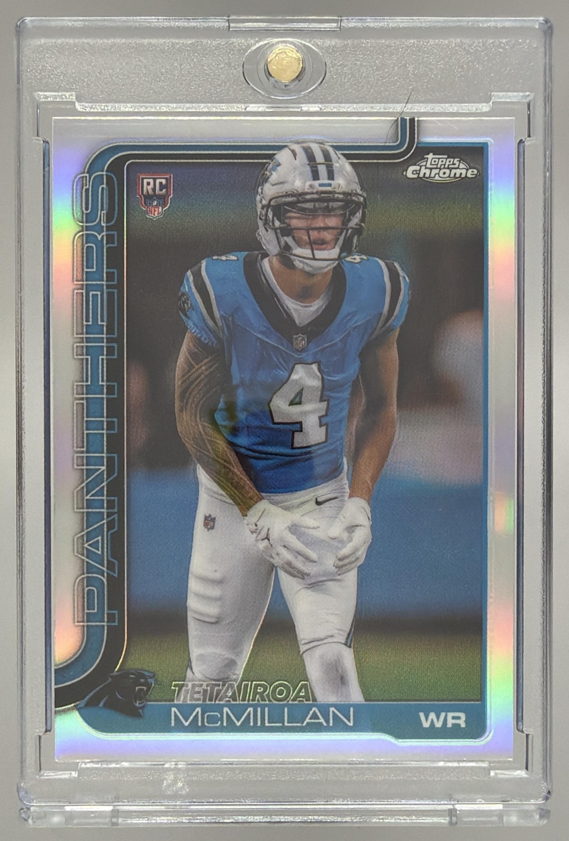 Card image for 2025 Topps Chrome Tetairoa McMillan Rookie Refractor #326 RC Panthers