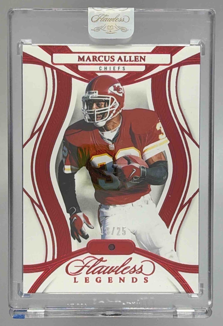 Card image for 2025 Panini Flawless Marcus Allen Legends Ruby /25 #68 Chiefs