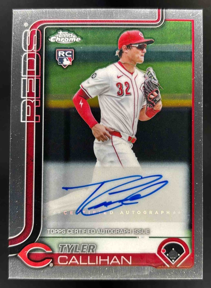 Card image for 2025 Topps Chrome Update Tyler Callihan Auto #AC-TC RC Reds