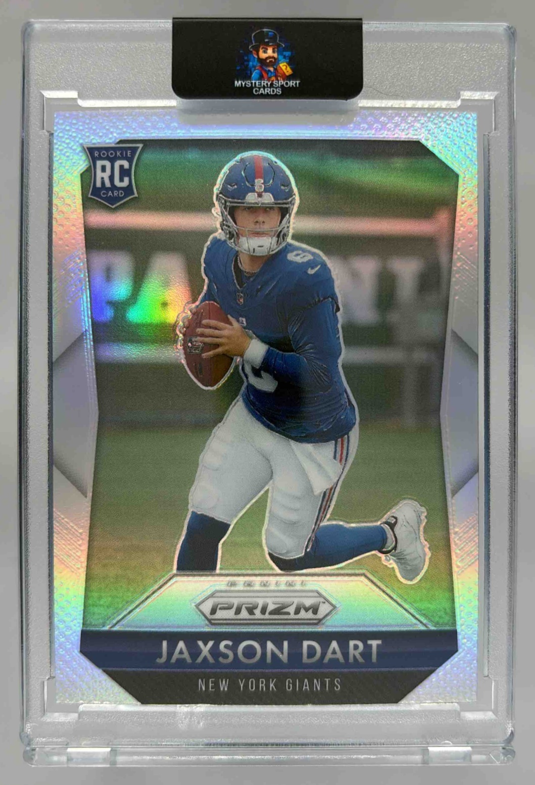 Card image for 2025 Panini Prizm Jaxson Dart Rookie Flashback Silver #10 RC Giants