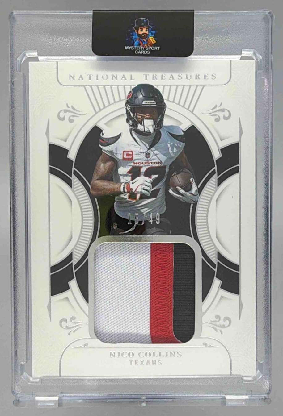 Card image for 2025 Panini National Treasures Nico Collins Treasured Patch /49 #TP-NCS MEM Texans
